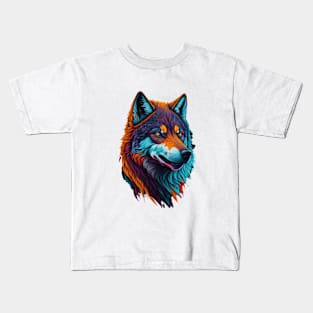 Colorful Face Wolf Kids T-Shirt